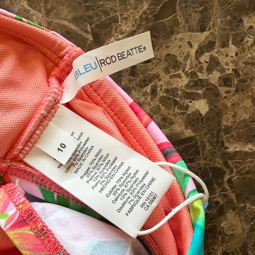 Bleu Rod Beattie Pink Tropical Leaf Swim Bottoms - Picture 5 of 7